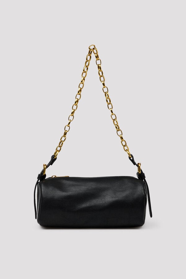 Cortefiel Chain mini barrel bag Black