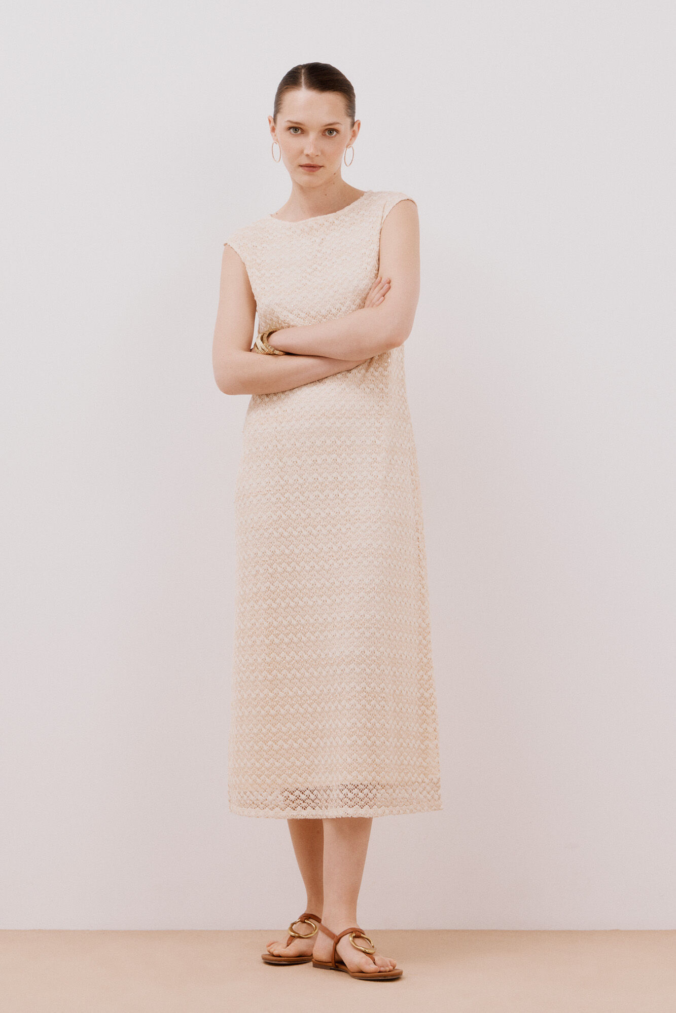 Cortefiel Vestido estruturado com lurex e halter