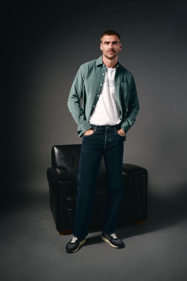 OOTO Camisa micropana lisa Turquesa