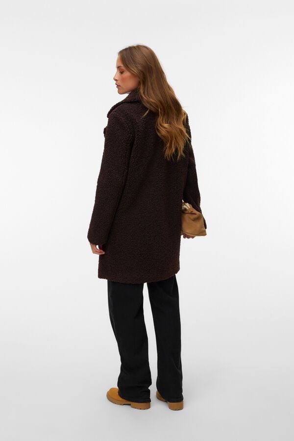 Vero Moda Sobretudo teddy com bot&otilde;es Castanho