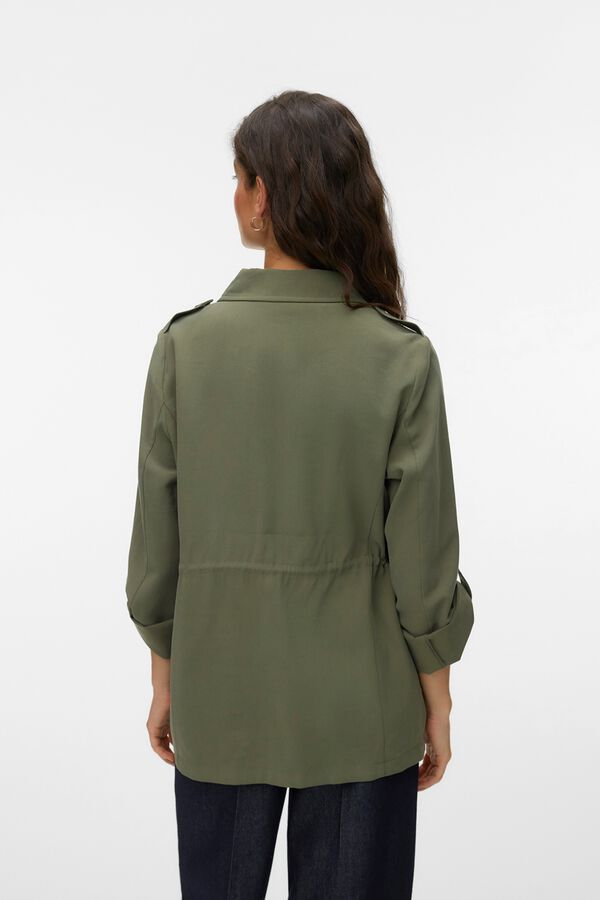 Vero Moda Parka with adjustable sleeves and shirt collar Green