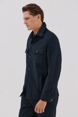 Cortefiel Micro-check cotton overshirt Navy