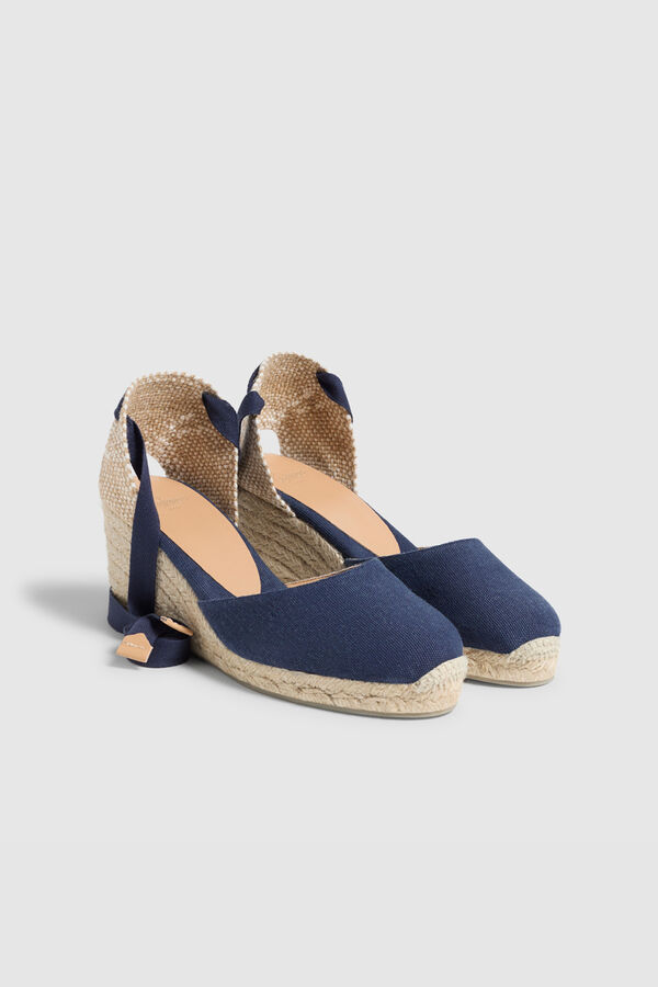 Cortefiel Carina wedge espadrille made in canvas Navy