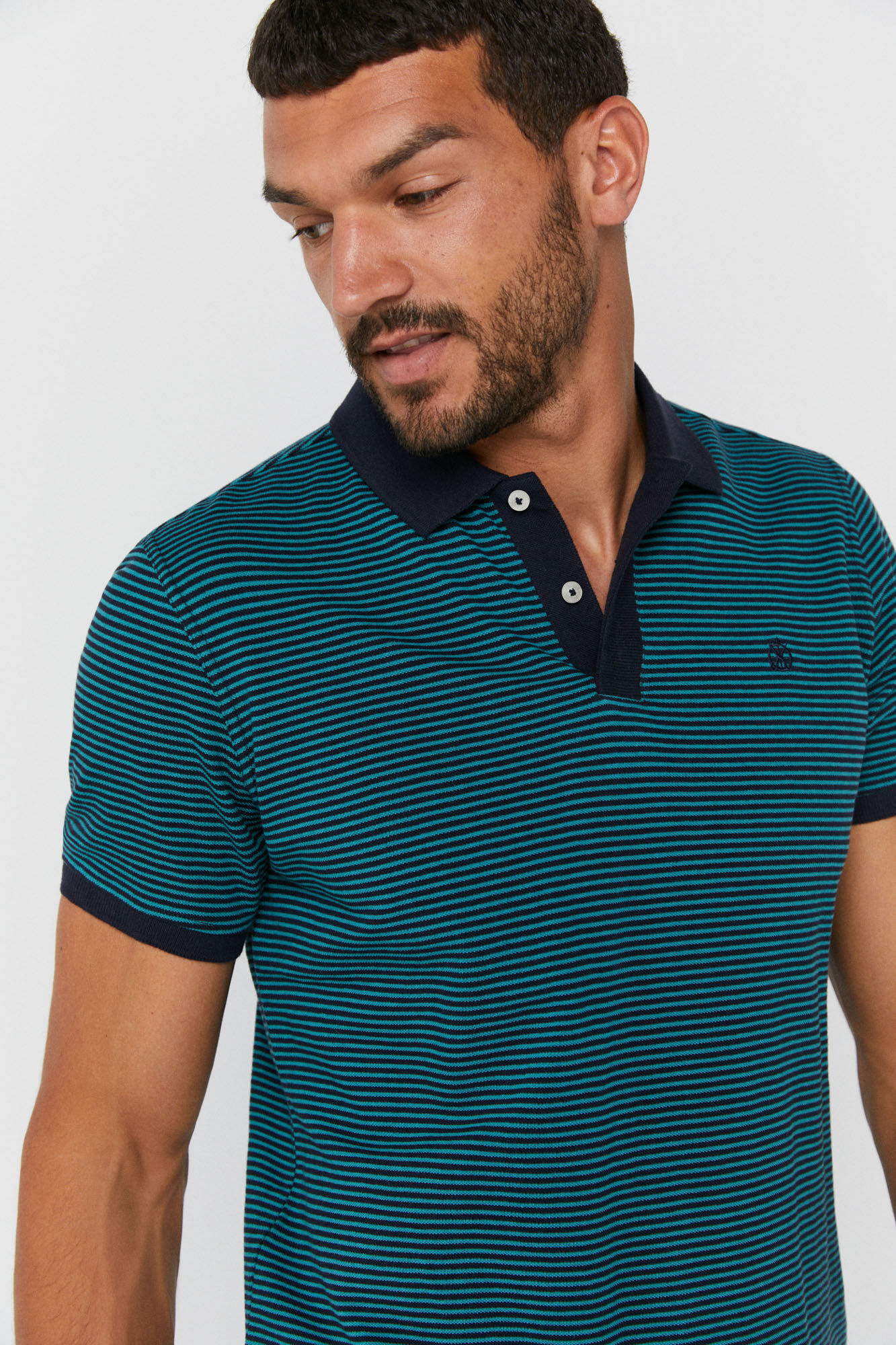 Striped pique deals polo