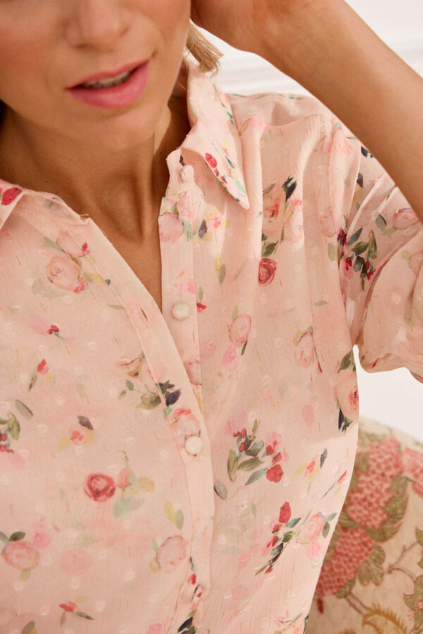 Cortefiel Camisa con flores Kate Coral