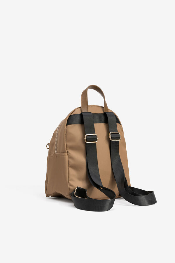 Vilanova Mochila com bolso de nylon Castanho