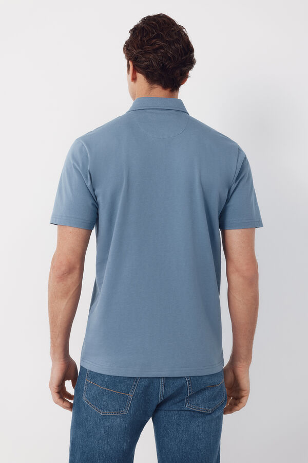 Cortefiel Plain pocket polo shirt Blue