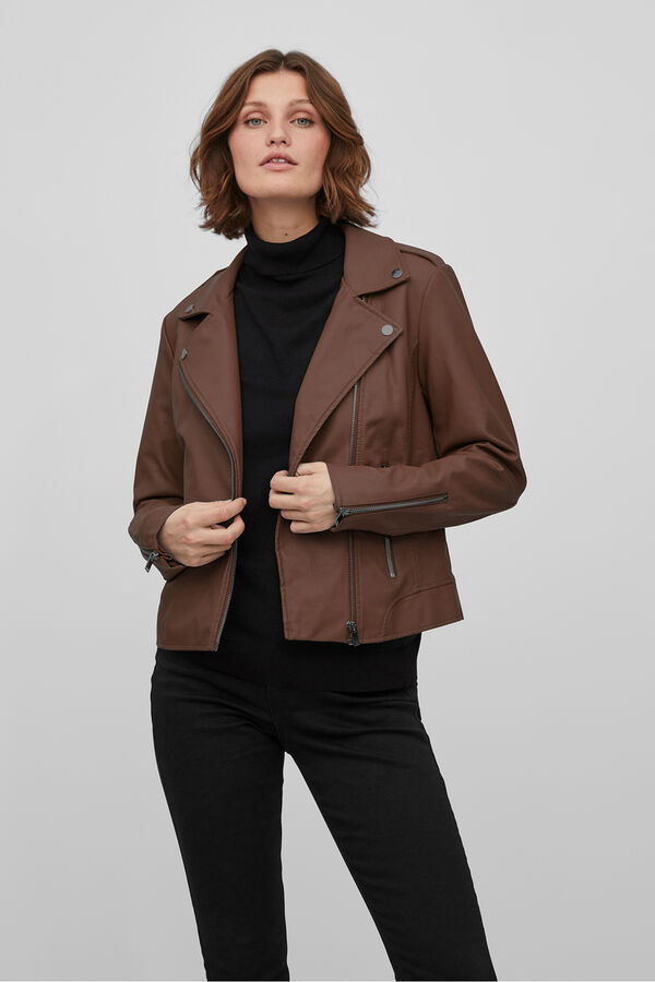 Vila Casaco motard em pele sintética Castanho
