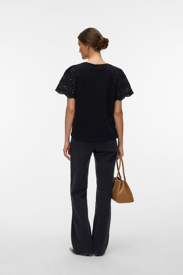 Vero Moda Camiseta manga corta bordados Negro