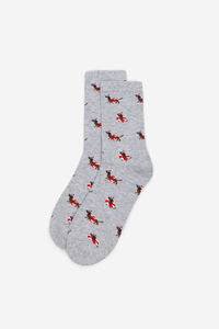 Cortefiel Dog print long socks Grey