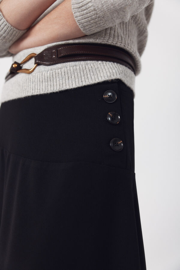 Cortefiel Flared skirt with buttons Black