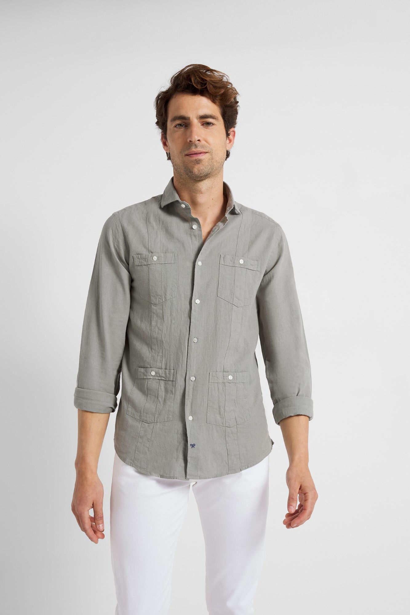 Guayabera sport ligera dye verde claro
