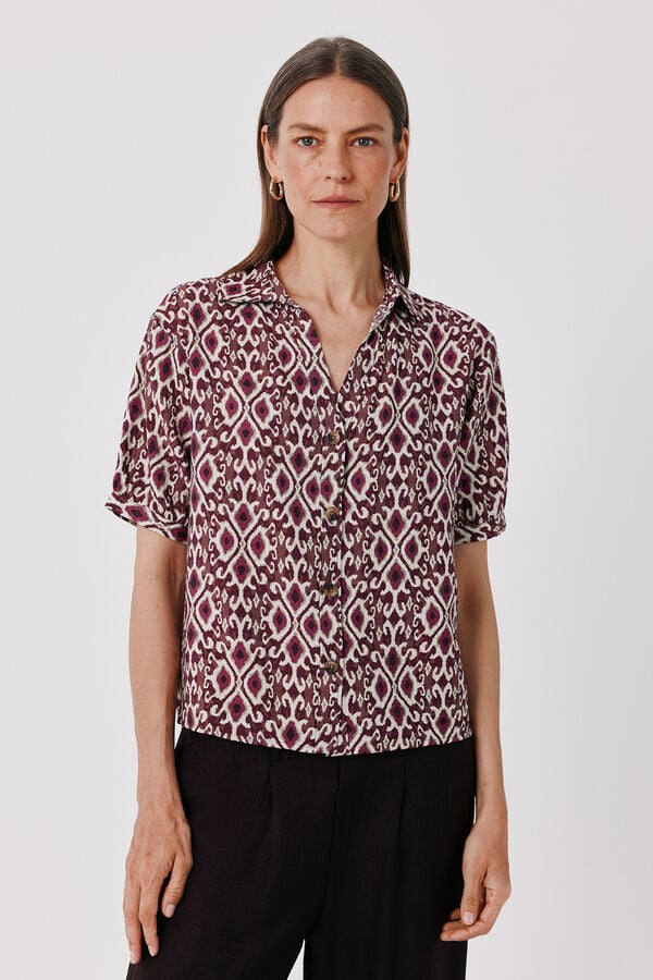 Cortefiel Short sleeve shirt Printed red