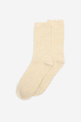 Cortefiel Long lurex striped socks Beige