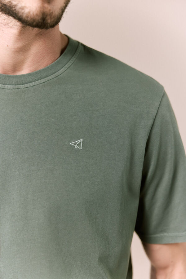 OOTO T-shirt b&aacute;sica lavada Verde