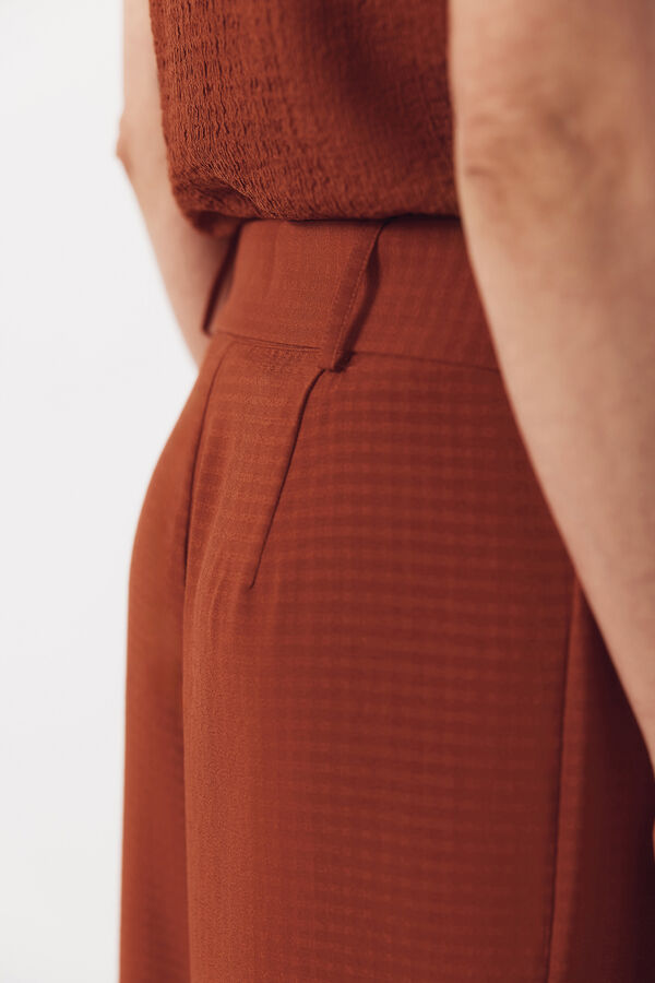 Cortefiel Structured fluid trousers Brown