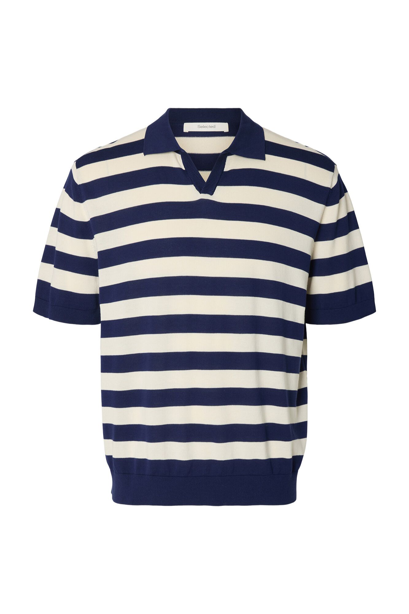 Selected Polo de malha &agrave;s riscas