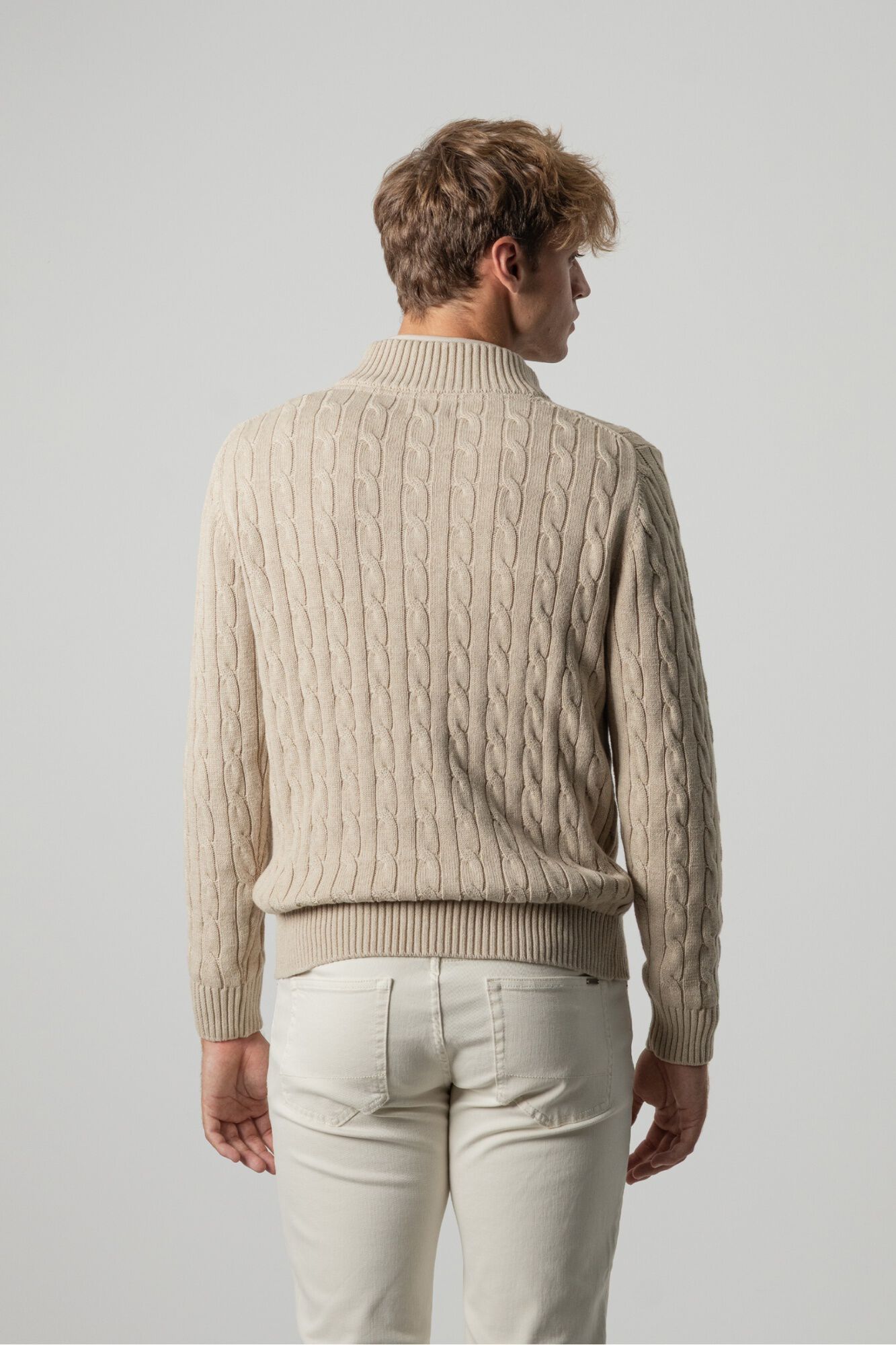 PuroEGO Camisola de malha de oitos gola mock