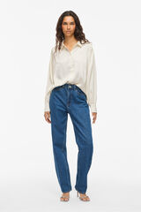 Vila Blusa de cetim de manga manga Branco