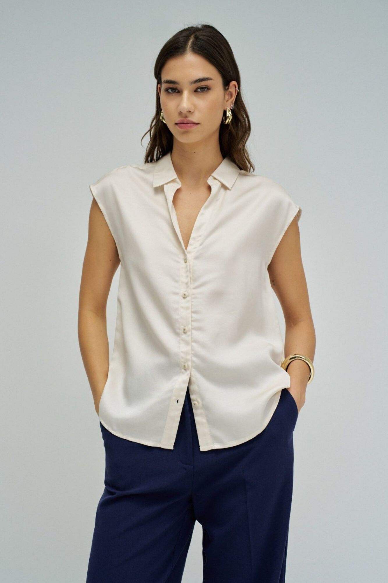 Salsa Jeans Camisa em ganga leve