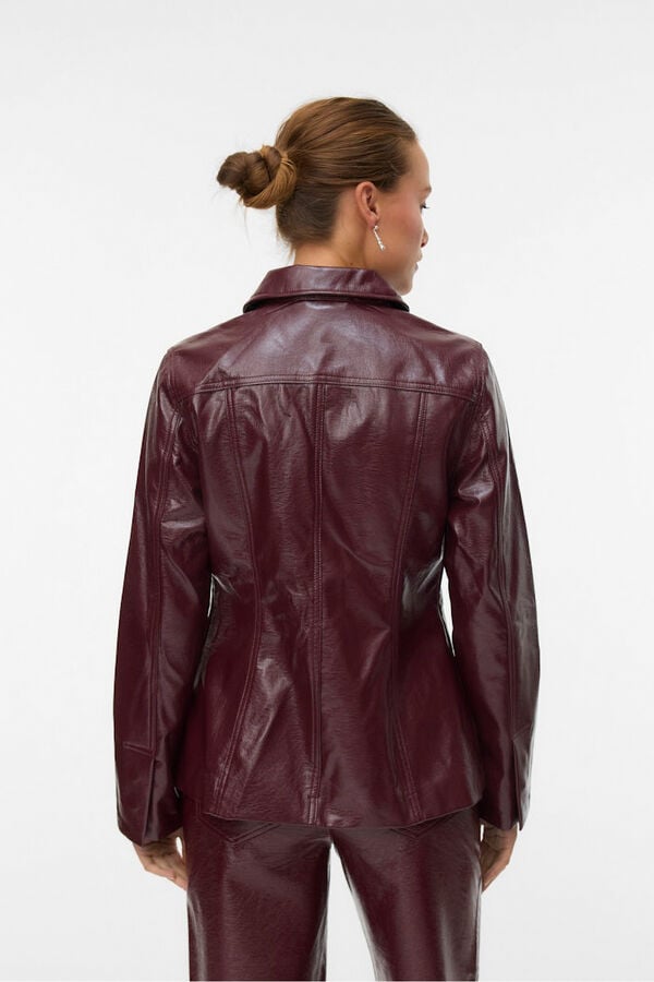Vero Moda Blusão justa com efeito couro  Roxo