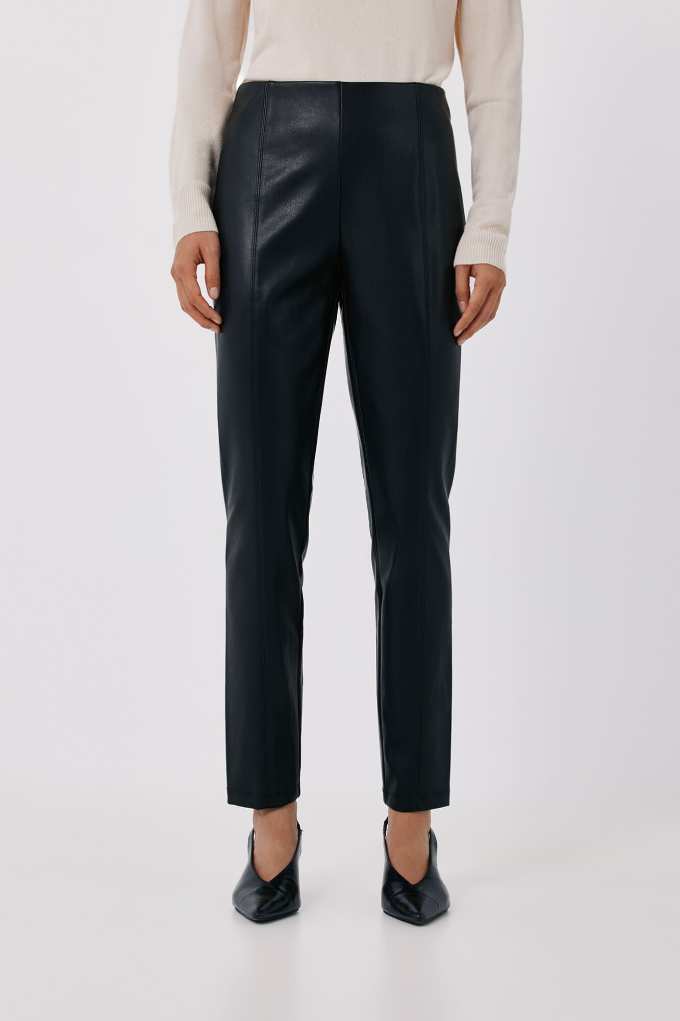 Cortefiel Elastic faux leather women's leggings