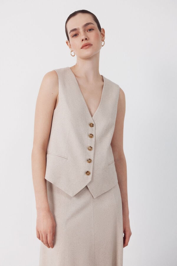 Cortefiel Tailored waistcoat Nude