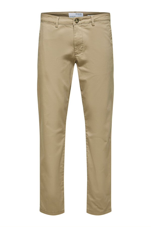 Selected Calça calças chino slim fit feita de algodão orgânico  Castanho