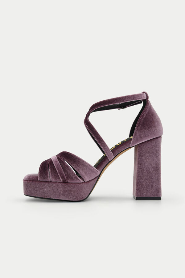 Azarey Sand&aacute;lia plataforma em veludo Roxo