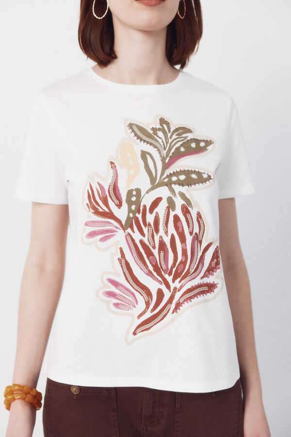 Cortefiel Printed t-shirt Printed white