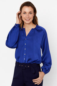Cortefiel Fluid blouse with round neck Blue
