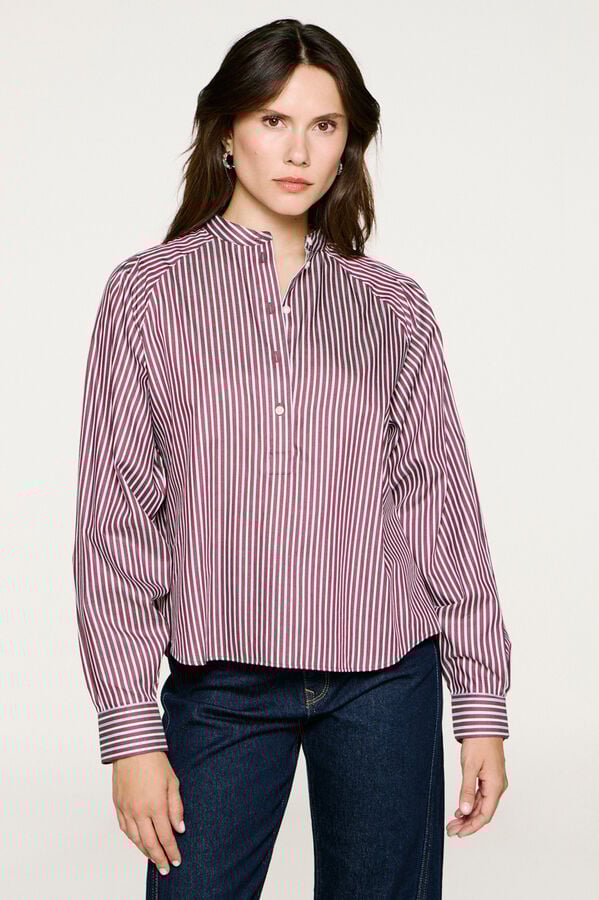 Selected Camisa gola mao 100% algodão orgânico. Roxo