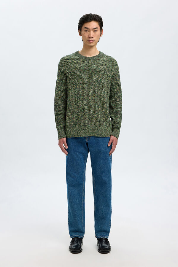 Selected 100% organic cotton crew neck jumper Green