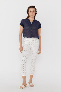Cortefiel Easy fit 5-pocket trousers Printed white