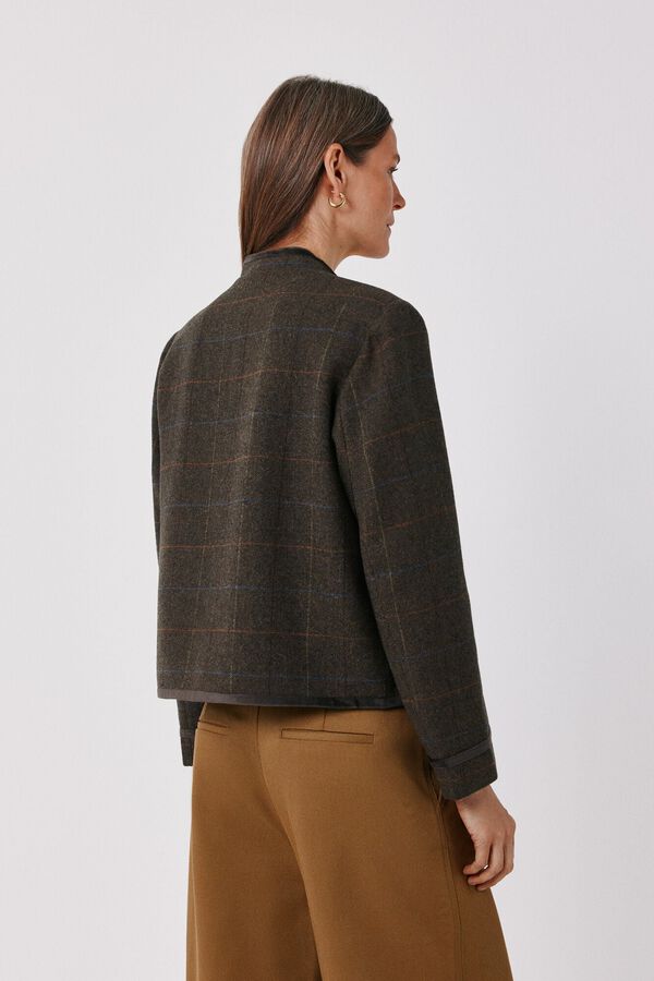 Cortefiel Plaid short jacket Printed green