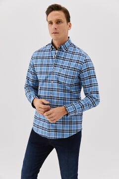 Cortefiel Checked Oxford shirt Turquoise