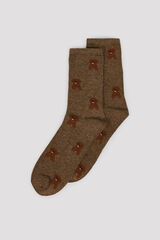 Cortefiel Poodle long socks Printed brown