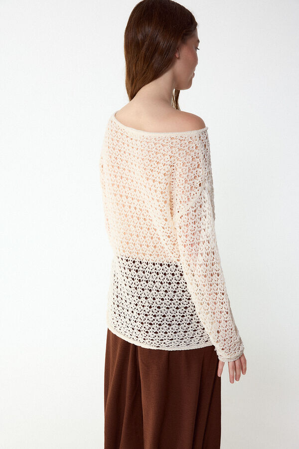 Slowlove Jersey punto calado Marfil