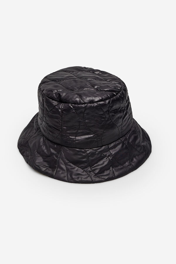 Cortefiel Quilted bucket hat Black