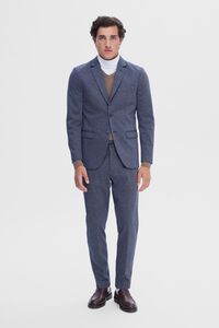 Cortefiel Men's slim-fit, jumper-style fabric blazer. Blue