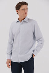 Cortefiel Tencel cotton striped dress shirt Navy