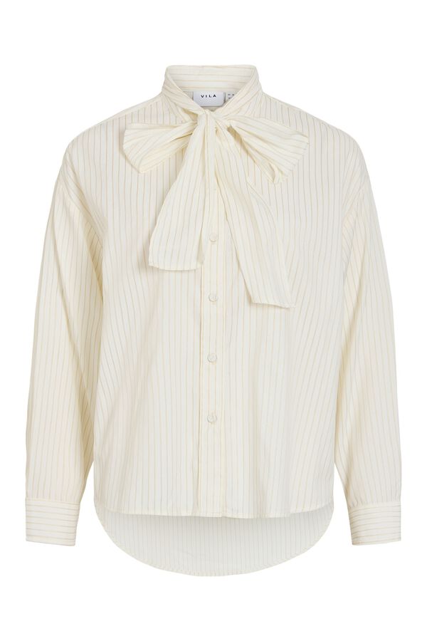 Vila Camisa de riscas com la&ccedil;ada na gola Branco