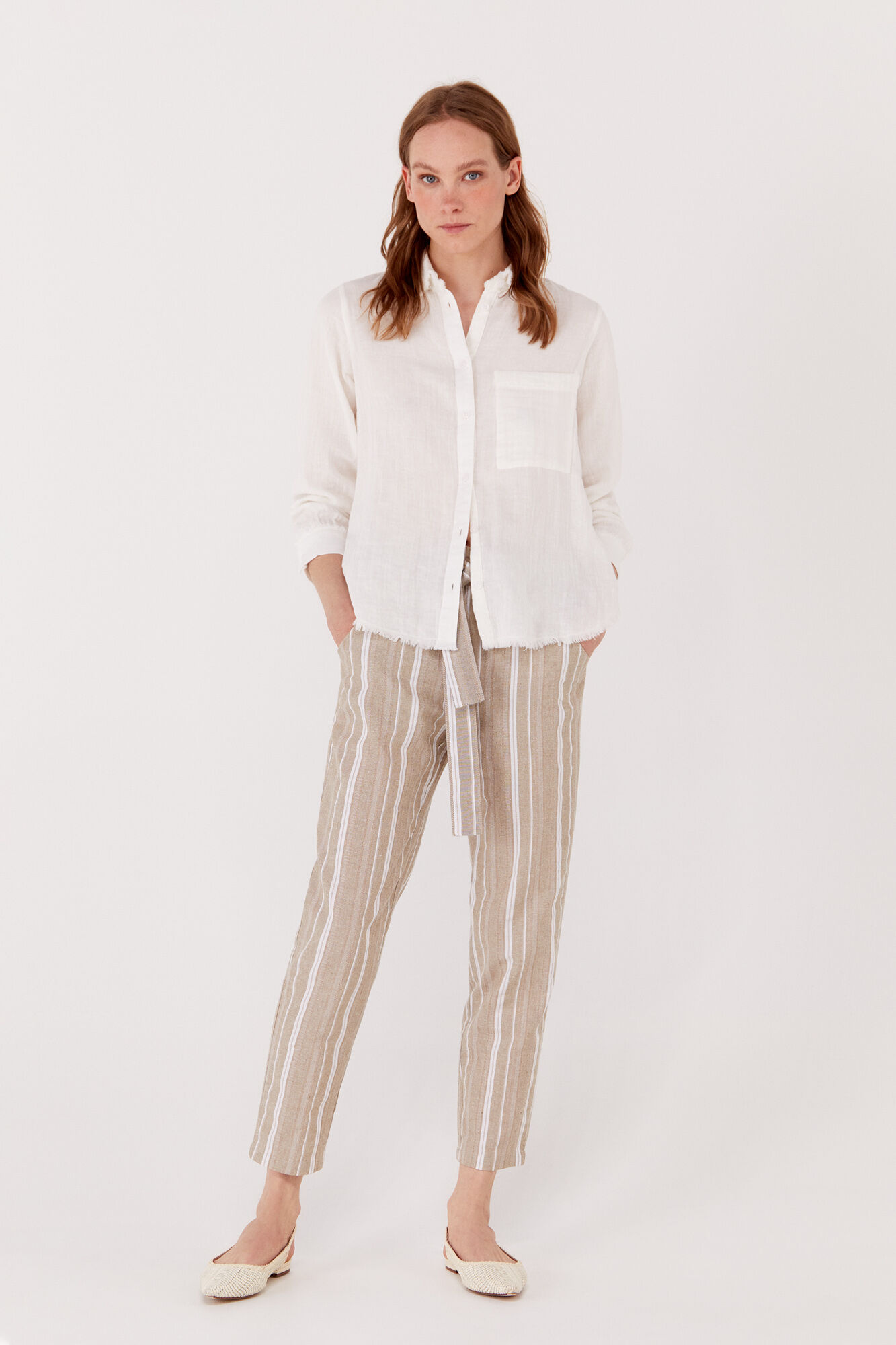 Cortefiel Pantalón Slouchy Pliegues Lino Tencel® Negro | Pantalones Mujer »  E Conect
