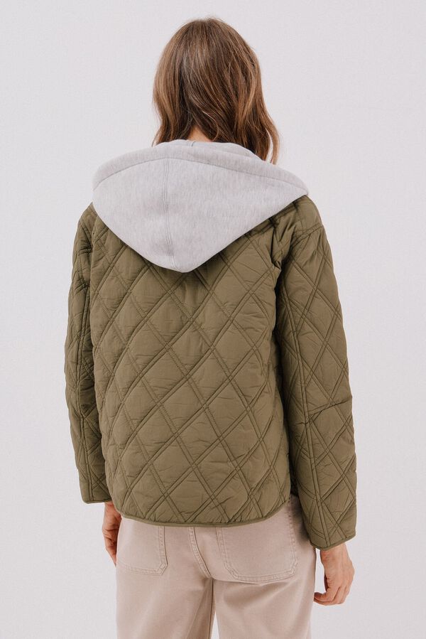 Cortefiel Short hood sweatshirt anorak Kaki