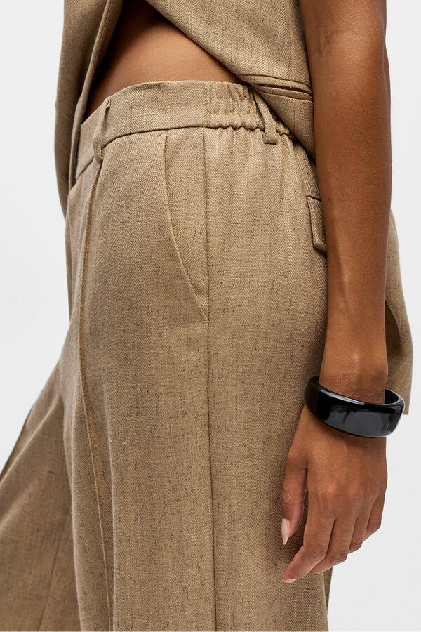 Object Calça de tweed de pernas largas Castanho