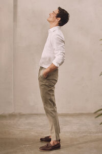 Cortefiel Cropped trousers with darts Kaki
