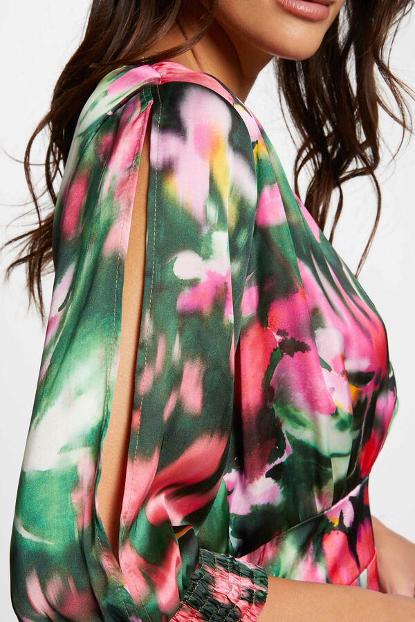 Cortefiel Vestido comprido estampado floral Multicolorido