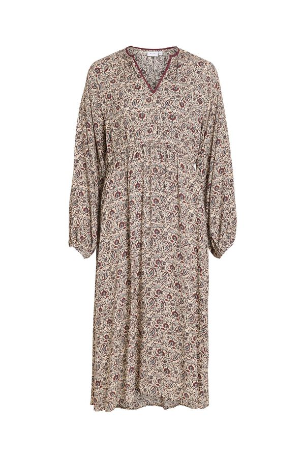 Vila Vestido midi estampado caxemira Tostado