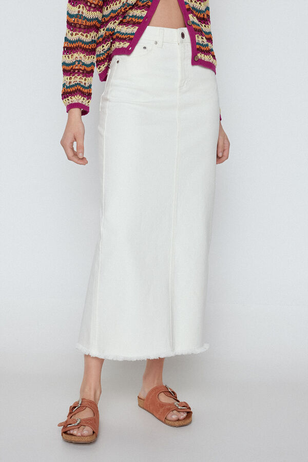 Cortefiel Denim maxi skirt White
