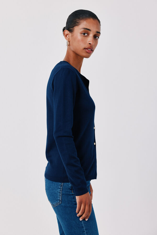 Cortefiel Basic knit jacket Navy